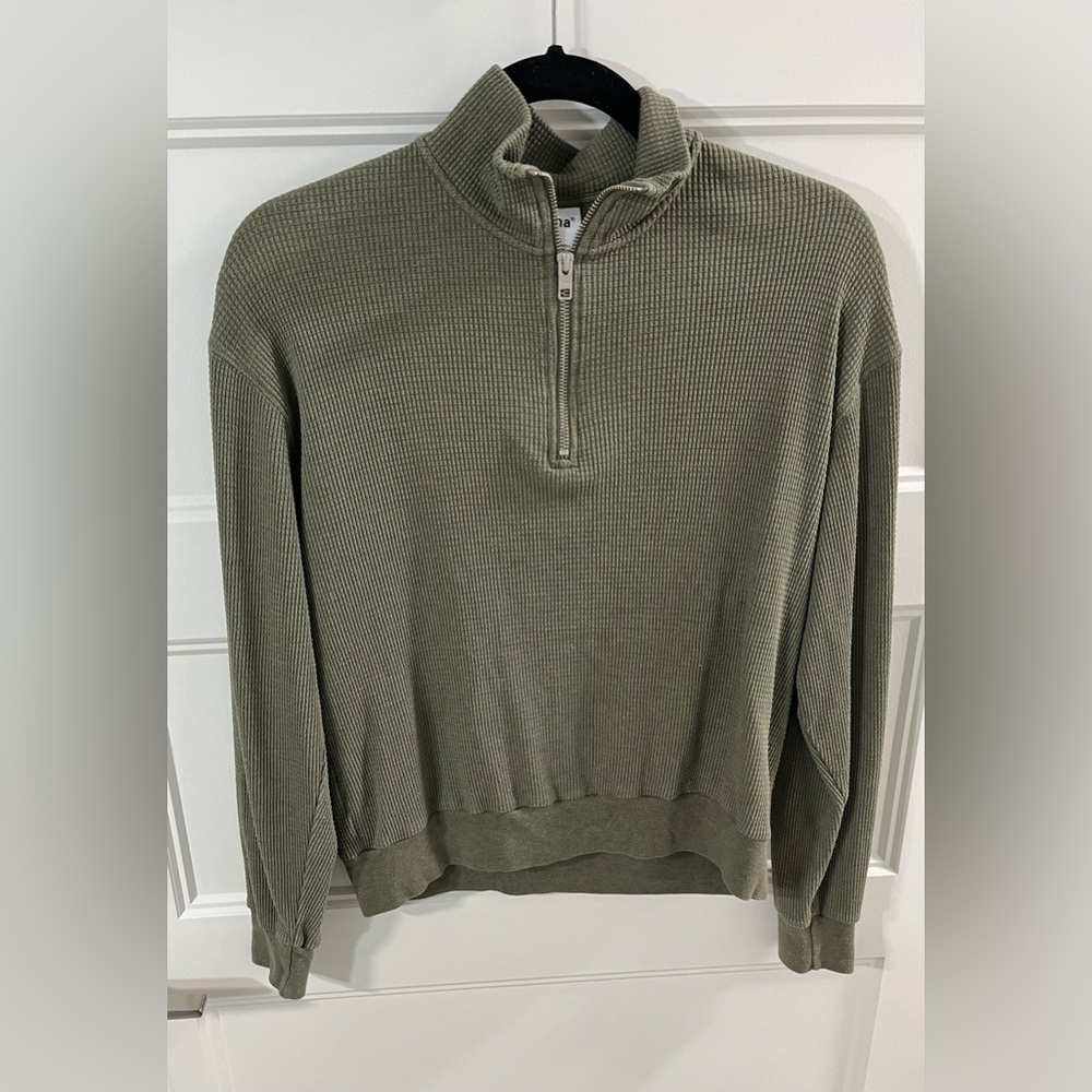 TNA Waffle Quarter Zip Sweater